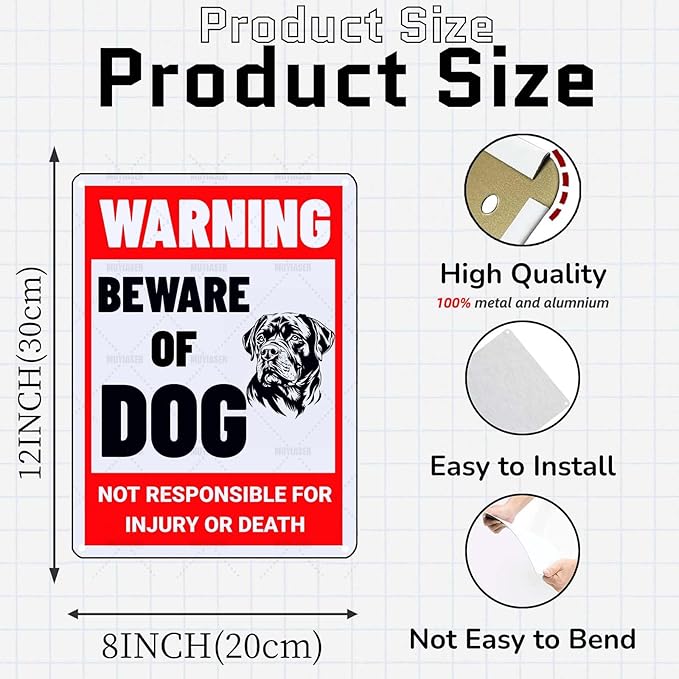 Beware of Dog Sign Rottweiler Metal Sign Warning Beware of Dog Signs for Fence Outdoor Farm Garden Gate Home Yard Decor 8x12 Inch
