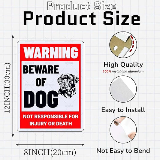 Beware of Dog Sign Rottweiler Metal Sign Warning Beware of Dog Signs for Fence Outdoor Farm Garden Gate Home Yard Decor 8x12 Inch