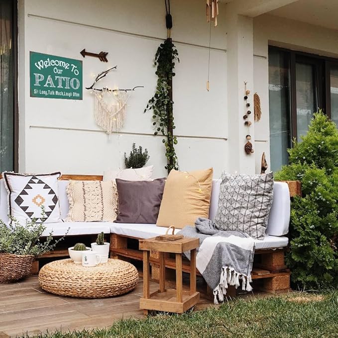 YOYI ART Patio Signs and Decor Outdoor - Welcome to Our Patio Sign, Metal Vintage Tin Signs for Patio, Outside, Front Yard, Garden, Front Door and Backyard Wall Decor Art Gift, 12 x 8 inch