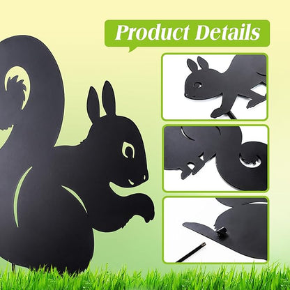 Squirrel Metal Garden Stakes Decorative Squirrel Gifts for Women/Men,Black Silhouette Statues for Yard Art,Outdoor Decor,Outside,Patio,Lawn Ornaments,Garden Decorations