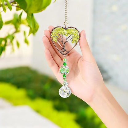 H&D HYALINE & DORA Tree of Life Car Rearview Mirror Hanging Ornament Pendant Accessories Fengshui Suncatcher (Green)