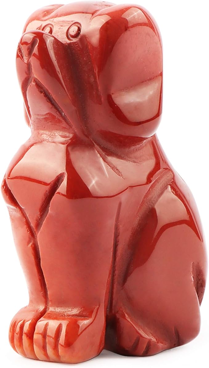 SMQ Dog Gifts Home Decor Crystal Figurines Hand Carved Gemstone Puppy Yoga Dog Memorial Stone Sculpture Mookaite Animal Collectibles Reiki Healing Statue for Garden,Bookshelf,Office,2"
