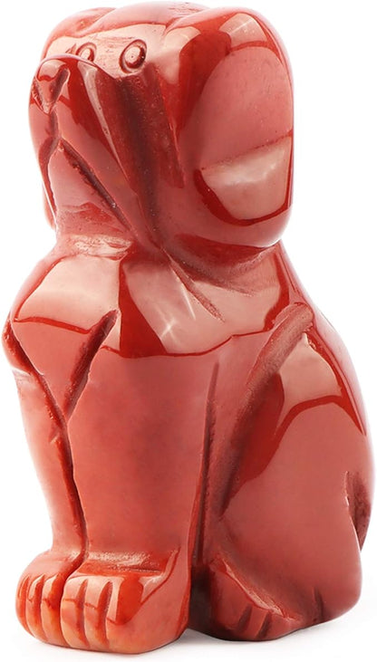 SMQ Dog Gifts Home Decor Crystal Figurines Hand Carved Gemstone Puppy Yoga Dog Memorial Stone Sculpture Mookaite Animal Collectibles Reiki Healing Statue for Garden,Bookshelf,Office,2"