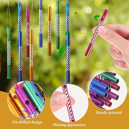 Toddmomy 50pcs Aluminum Wind Chime Tubes, 3.14" Colored Hollow Metal Pipes for DIY Crafts & Replacement, Weather-Resistant Outdoor Garden Decor
