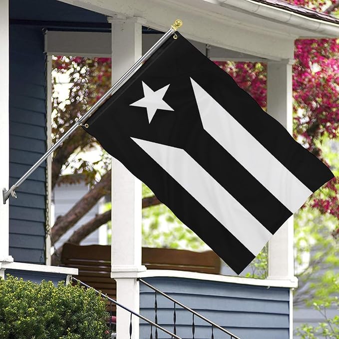 Black Puerto Rico Flag 3x5 Foot Puerto Rican National Flags with 2 Grommets for Indoor Outdoor Yard House Garden Décor