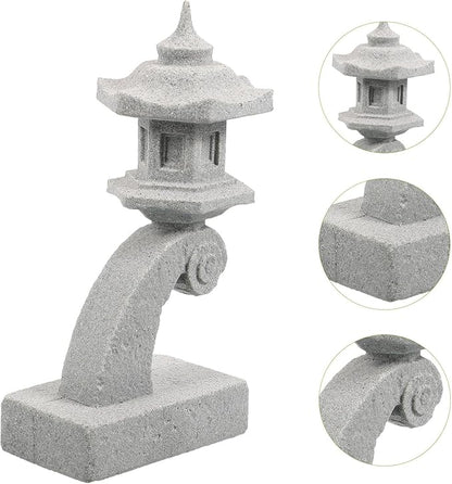 OSALADI Miniature Japanese Lantern Pagoda Figurines Asian Sandstone Tower Statue Fish Tank Aquarium Ornament Fairy Garden Accessories Zen Terrarium Bonsai Decorations