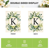 AVOIN colorlife Monogram Letter K Floral House Flag 28x40 Inch Double Sided Outside, Family Last Name Initial Yard Outdoor Decoration