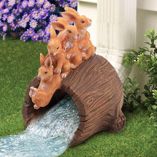 Rain Gutter Downspout Extension, Rabbit Garden Statue Splash Block for 3''x4'' French Drain Pipe, Resin Diverter Extender Guards, Water Catcher Adapter Flexible Drainage, Yard Decoration for Summer.