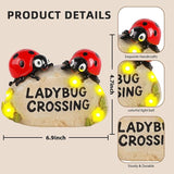 Solar Ladybug Garden Statues 4.7" Resin Ladybug Solar Lights Waterproof Outdoor Yard Patio Lawn Decor House Warming Birthday Gifts for Women Mom Wife Grandma Sister