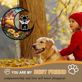 BamLue Dog Ornament Suncatcher Memorial Gifts for Dog Lovers, A Black Dog with Wings on Window Hangings Suncatcher, Loss of Dog Sympathy Gift, Remembrance Gifts in Memory