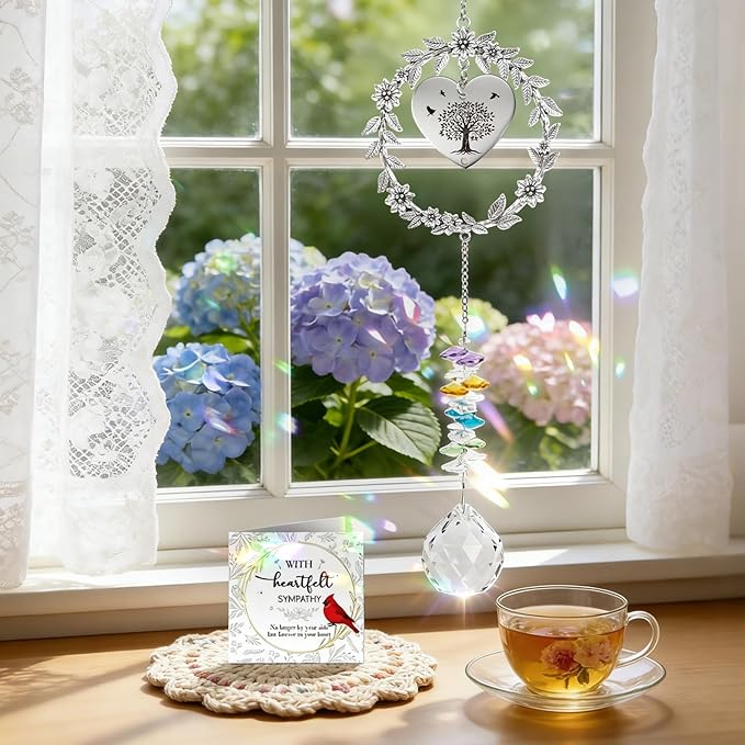 Rngmsi Memorial Gifts for Loss of Husband, Crystal Suncatcher Sympathy Gifts Ornament, Loss of Husband Bereavement Passing Away Sympathy Windows Hanging Remembrance Ornaments
