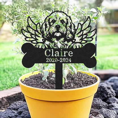 Custom Pet Grave Marker Cocker Spaniel Memorial Plaque for Loss Dogs, Personalized Wings Dog Memorial Stake Yard Garden Outdoor Decor Sign, Metal Dog Burial Marker Sympathy Remembrance Gift
