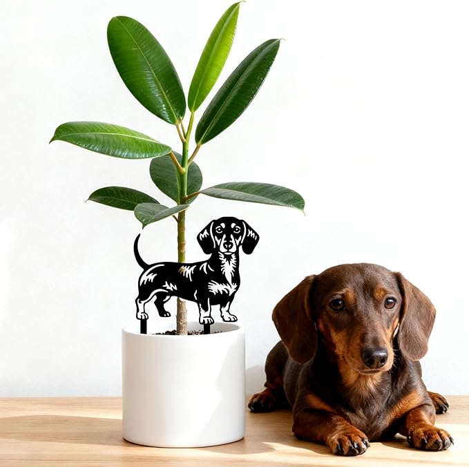 GLOBLELAND 2 Pcs Dachshund Garden Stakes for Yard Decor Dog Silhouette Metal Stakes Funny Animals Statues Lawn Signs for Dog Lovers Outdoor Party Patio Landscape Decor