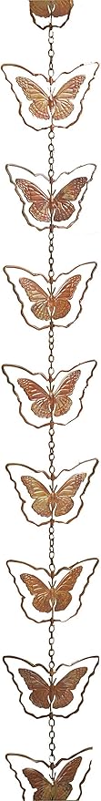 Ancient Graffiti Flamed Copper Butterfly Rain Chain, 5" x 96" x 5"
