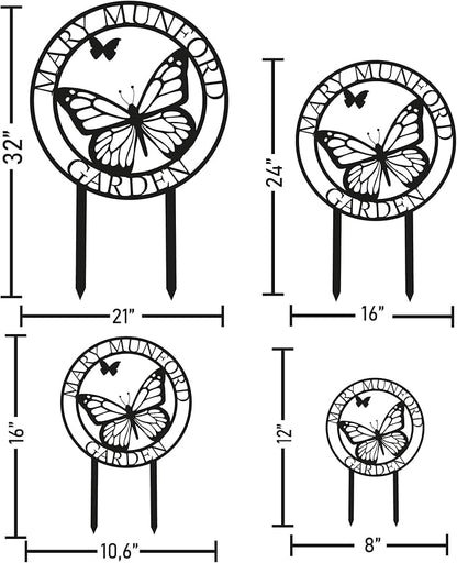 Custom Name Butterfly Metal Garden Sign with Stakes, Personalized Flowers Butterfly Home Garden Decor for Outside, Metal Yard Art, Personalized Garden Stakes for Outdoor Sign, New Home Gift
