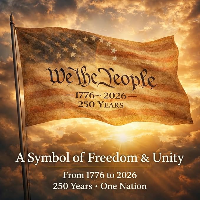 US 250 Flag – 250th Anniversary USA Double Sided 3-Ply Outdoor Flag, We The People 1776-2026 Patriotic Yard & House Banner for 4th of July (6, 2X3)
