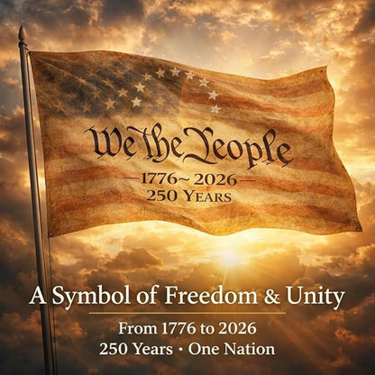 US 250 Flag – 250th Anniversary USA Double Sided 3-Ply Outdoor Flag, We The People 1776-2026 Patriotic Yard & House Banner for 4th of July (6, 2X3)