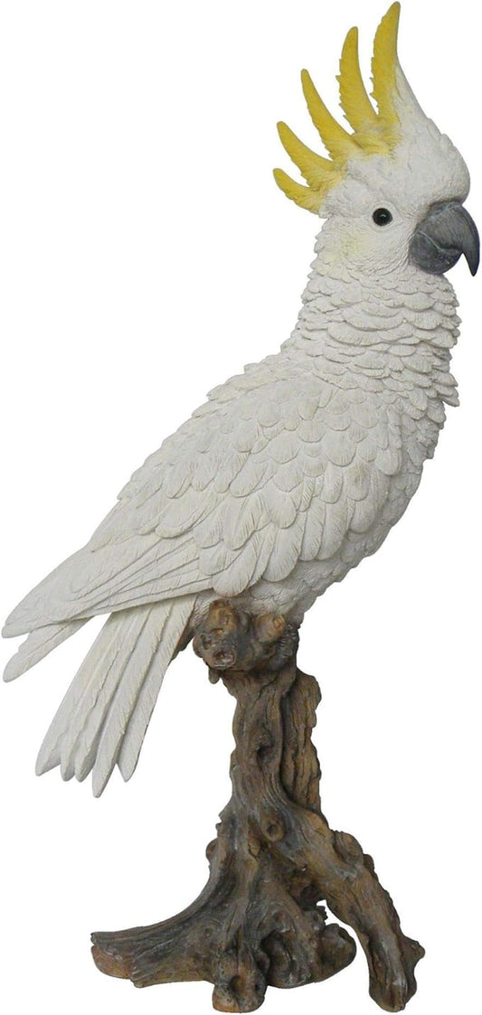 HI-LINE Cockatoo on Branch Outdoor Garden Statue - 15"