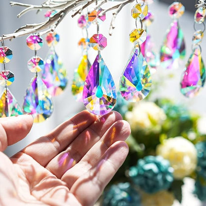 kanpura 25pcs 50mm Crystal Prisms Chandelier Suncatcher Beads Replacement Colorful Hanging Crystals for Chandeliers Window Wedding Party Decor