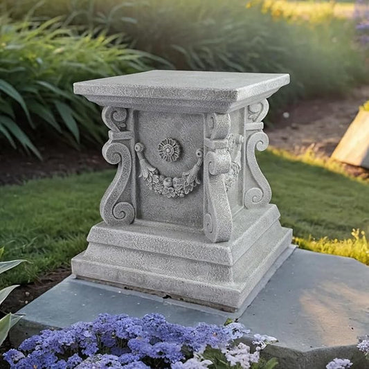 Square Garden Pedestal Sculpture Plinth Base Riser Pedestal Statuary Stand Outdoor Decor, Indoor Outdoor Sculptural Garden Plinth Base Statue Riser Home Decoration