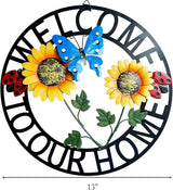 Rustic Metal Hand-Painted Owls Wreath Wall Art Decor Front Door Wreaths Garden Shop Welcome Sign Door Hanger Indoor Outdoor Decoration