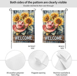 Welcome Cowgirl Sunflower Garden Flags 12×18 Inch Double Sided Decorative Yard Banner Seasonal Flag for Outdoor Outside Decor