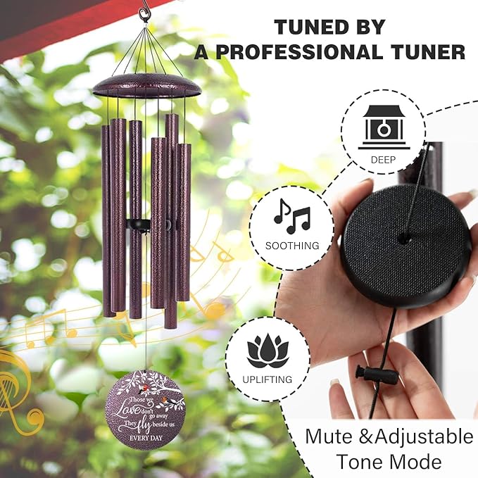 ASTARIN Personalized Condolences Wind Chime for Loss of Loved One/Mom/Dad, 32 inch Memorial Windchimes Sympathy Gifts for Loss, Funeral Memorial Ideas, Garden Indoor Decor, Produced in USA