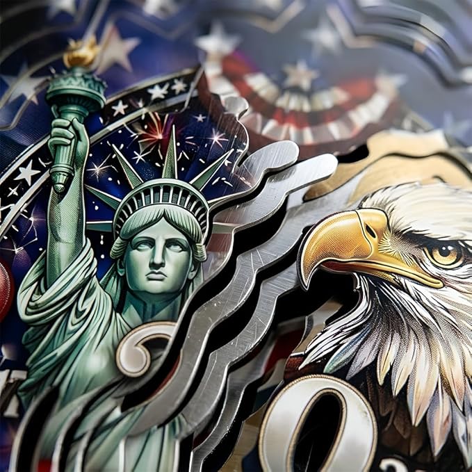 Patriotic Eagle USA 250th Anniversary Wind Spinner, 1776-2026 Metal Outdoor Decor, Liberty Bell & Betsy Ross Design, Independence Day Gift, 8-inch Spinner 4