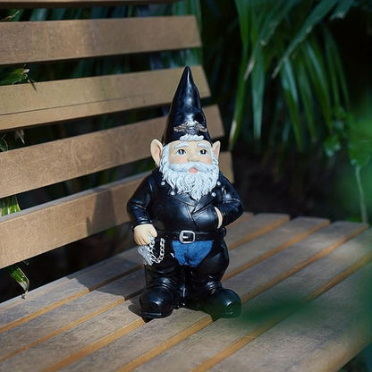 Motorcycle Garden Gnome Statue for Outdoor Decor, Durable Weather-Resistant Biker Gnome Sculpture for Patio, Lawn & Garden Decor, Unique Gift for Motorcycle Enthusiasts