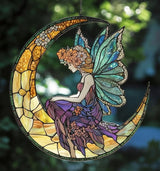 Acrylic Suncatcher Indoor Colorful Window Hanging Ornament Outdoor Sun Catcher Panel for Home Decor Car Garden Crystal Gift Boho Fairy and Cresent Moon Suncatcher