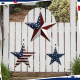 Funrous 3 Pcs Memorial Day Decorations Outdoor 12'' 8'' and 6'' Patriotic Metal Stars American Flag Stars 3D Wall Art Decor 4th of July Barn Star for Home Porch Yard