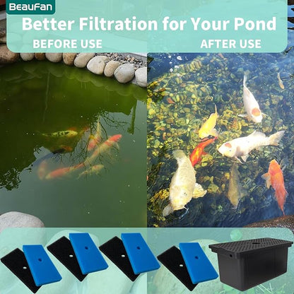 4 Sets Pond Sponge Filter Pads Replacement for Outdoor Pond Water Aquarium Fountain 52231 and 52229, Compare to Part# 871980305528