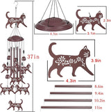 Coffee Color Cat Wind Chimes - Gifts for Mom, Home, Garden, Balconies, Rooms, Patio, Indoor, Outdoor Decoration - Memorial Chimes, Wind Catcher, Outside Bells Decor