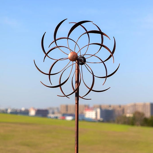 JAXPETY Metal Windmill, Outdoor Wind Spinner for Yard, Lawn and Garden, Bronze