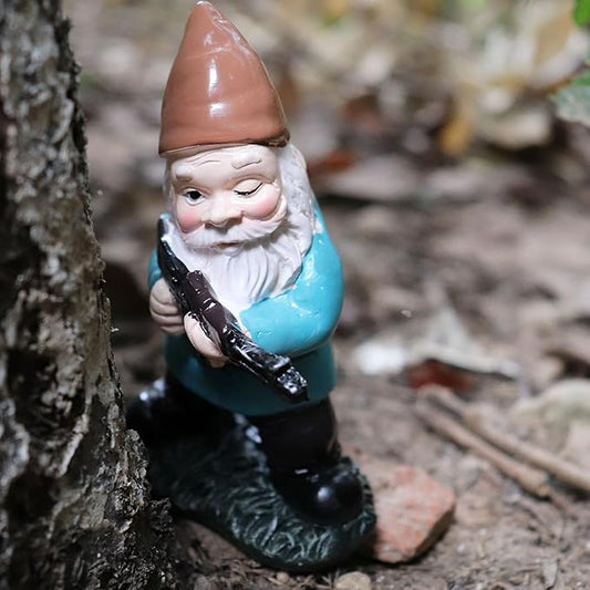 Tirifer Garden Gnome with Gun, Military Gnome Soldiers Garden Gnome, Tactical Statue for Indoor Outdoor, Patio, Yard, Lawn Ornaments, Home Décor