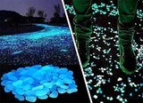 Opps 100 Pcs Glow in The Dark Garden Pebbles for Walkways and Decor in Blue