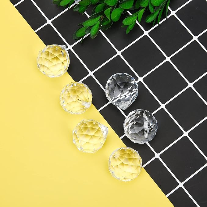 Merrynine 30mm/1.18" 20pcs Crystal Prism Suncatcher for Windows Hanging, Clear Glass Crystal Sun Catcher Beads for Pendants Maker, Crystal Balls for Indoor Window, Feng Shui, Women Girl Gifts