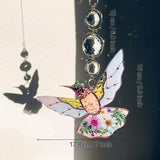Green Acrylic Hummingbird Flowers Garden Suncatcher Christmas Tree Decorations Window Hanging Ornaments Crystal Prism Rainbow Maker Sun Catcher Gifts for Mom Grandma Sister Bird Lovers