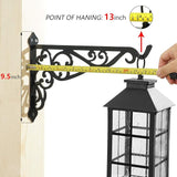 14in Hanging Plant Bracket Outdoor Decorative Iron Plant Lantern Birdfeeder Wall Hanger Hook for Hanging Metal Sign Fruit Basket Windchime, Black