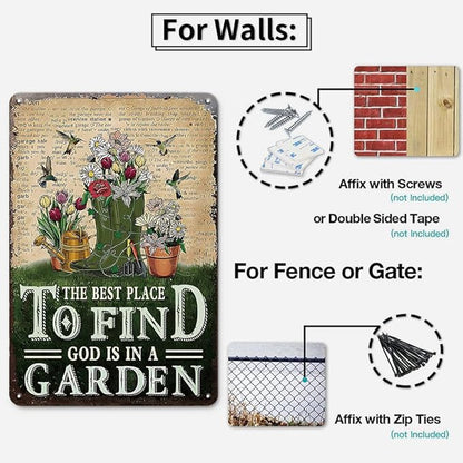 Garden Signs for Outside - Vintage Tin Sign for Outdoor Patio Decor, Backyard, Garden Deocr Wall Art Accessories, Gifts for Plant Lovers Women, 8 x 12 inch