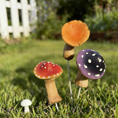 Mushroom Garden-Decor Fairy Garden-Accessories - Outdoor Spring Patio Decor Waterproof Mushroom Statues Patio Lawn Flower-Bed Decorative Stake Gifts