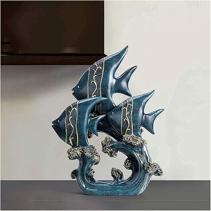Garden Ornaments Decor Statue Outdoor,Sculpture Statue Ornament, Sculpture Statue Blue Resin Fish Sculpture Home Decoration Office Ornament， Indoor Art Sculpture Decorations for Home Garden