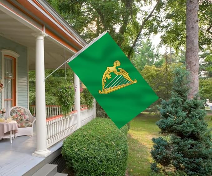 Green Harp Ireland Flag 6X10FT, Am Harp Flags,Both Sides Printed, Men Women Banner,Vibrant Colors, Double Stitched with 2 Brass Grommets, Bar Garden Street Decoration, GYM, Office Decor,Indoor Outdoor Use,Gifts. (Green, 6x10ft)