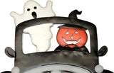 18" Halloween Metal Pumpkin and Ghost on Truck Outdoor Yard Stake