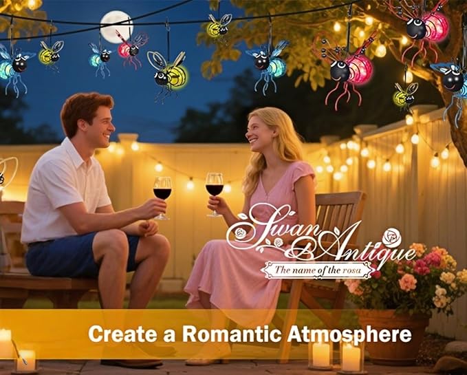 Solar Bees Lights Outdoor, Hanging Bee Solar Garden Light,2025 New Solars Bees Simulation Lights, Waterproof Bumble Bees Solars Light for Party Festivals Garden Decor Birthday Gifts (Red 2pcs)
