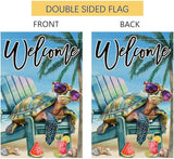 BLKWHT Summer Beach Sea Turtle Garden Flag 12x18 Vertical Double Sided Blue Welcome Ocean Holiday Outside Decorations Burlap Yard Flag BW814