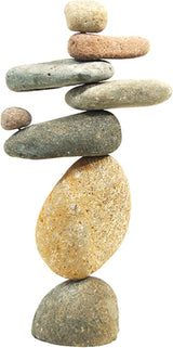 Ancient Graffiti Eight Stone Cairns, 14" H, Pack of 2 – Handcrafted River Rock Garden Sculptures, Natural Stone Stack Outdoor Statues for Yard, Garden Art & Pathway Décor