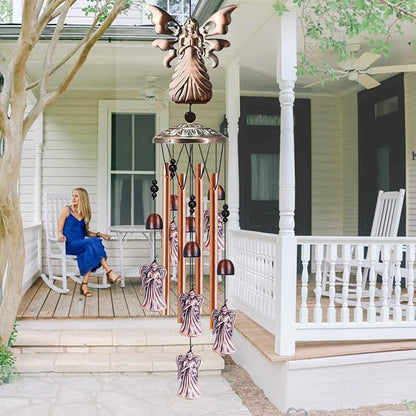 JUNQIU Angel Wind Chimes, Angel Gifts for Women Mom, Angel Decor for Outdoor Room Garden Yard Patio, Religious Wind Chimes