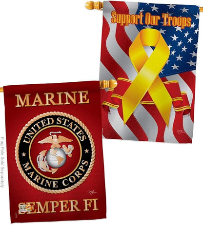 Marine Corps House Flag - Pack Armed Forces USMC Semper Fi United State American Military Veteran Retire Official Support Our Troops - Banner Small Garden Yard Gift Double-Sided 28 X 40