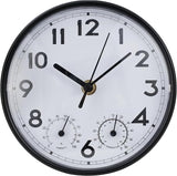 Indoor Outdoor Clocks Waterproof, Decorative Wall Clocks with Temperature and Humidity, Non Ticking Round Wall Clock Battery Operated for Patio Garden Home